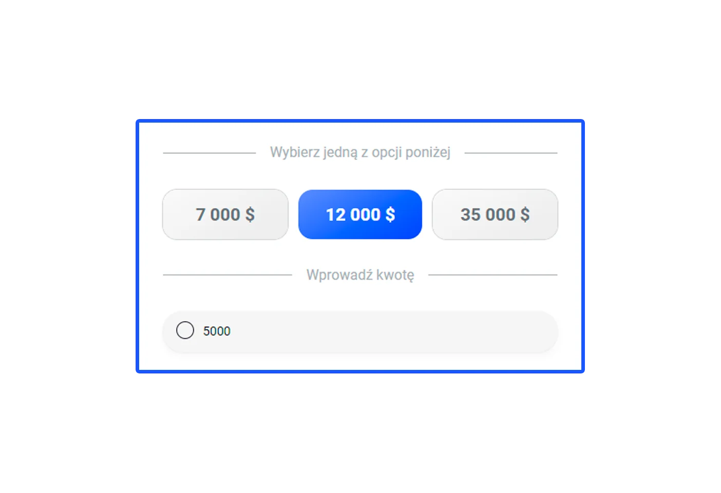 Wprowadź żądaną kwotę